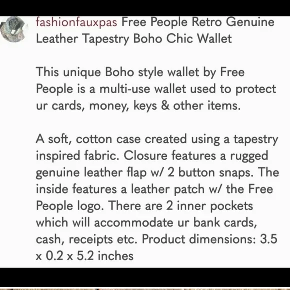 🔮🎱 Free People Boho Embroidered Repurposed vtg banjara hippie Wallet card case - Picture 3 of 12